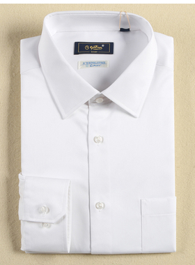 金利来男装长袖衬衫男秋季纯棉免烫商务白色衬衣MSL22211836-00