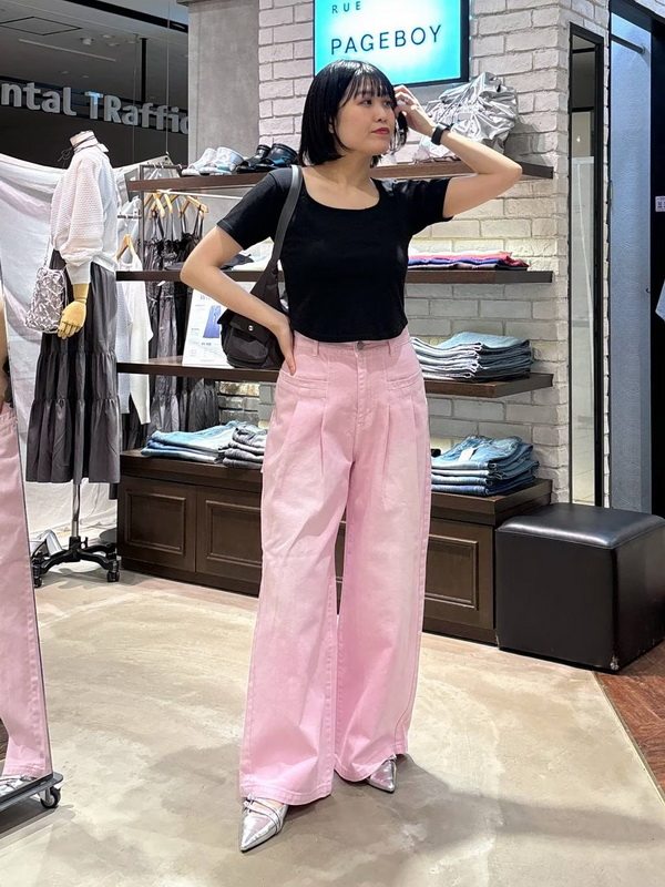 日单潮牌pageboy彩色褶边牛仔裤 瑕疵处理