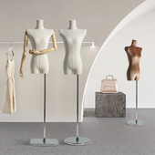 橱窗人偶半全身衣服落地展示架 直角肩平肩小胸女装 服装 店模特韩版