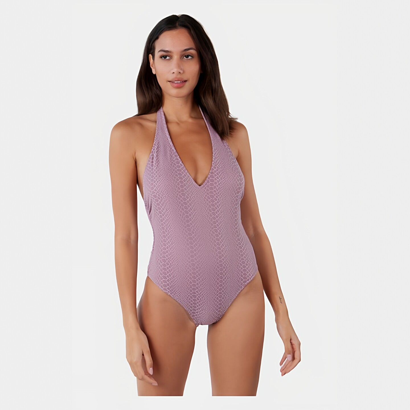 荷兰品牌BAR**度假挂脖露背连体泳衣女修身显瘦时尚泳装带胸垫