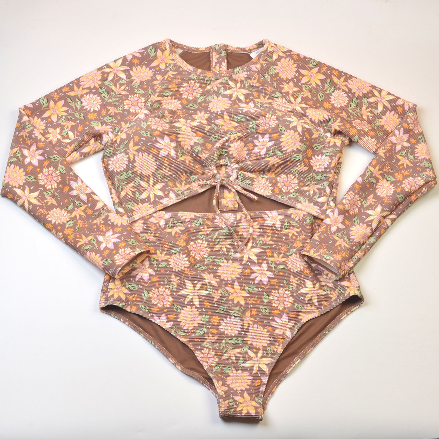 澳洲品牌Ro**防晒高级感长袖连体泳衣度假泡温泉泳装女款大码泳装