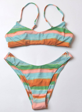澳洲品牌Par***海边性感印花比基尼分体泳衣度假沙滩显瘦bikini