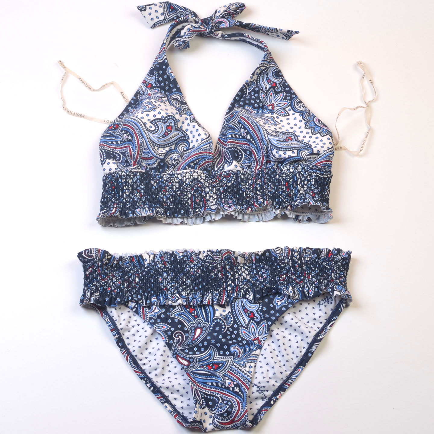 美国品牌Tom**海边夏日印花挂脖简约比基尼时尚度假泳装女款