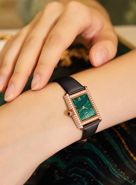 原装进口IW女士手表镶钻满天星时尚腕表女真皮带绿色防水石英女表