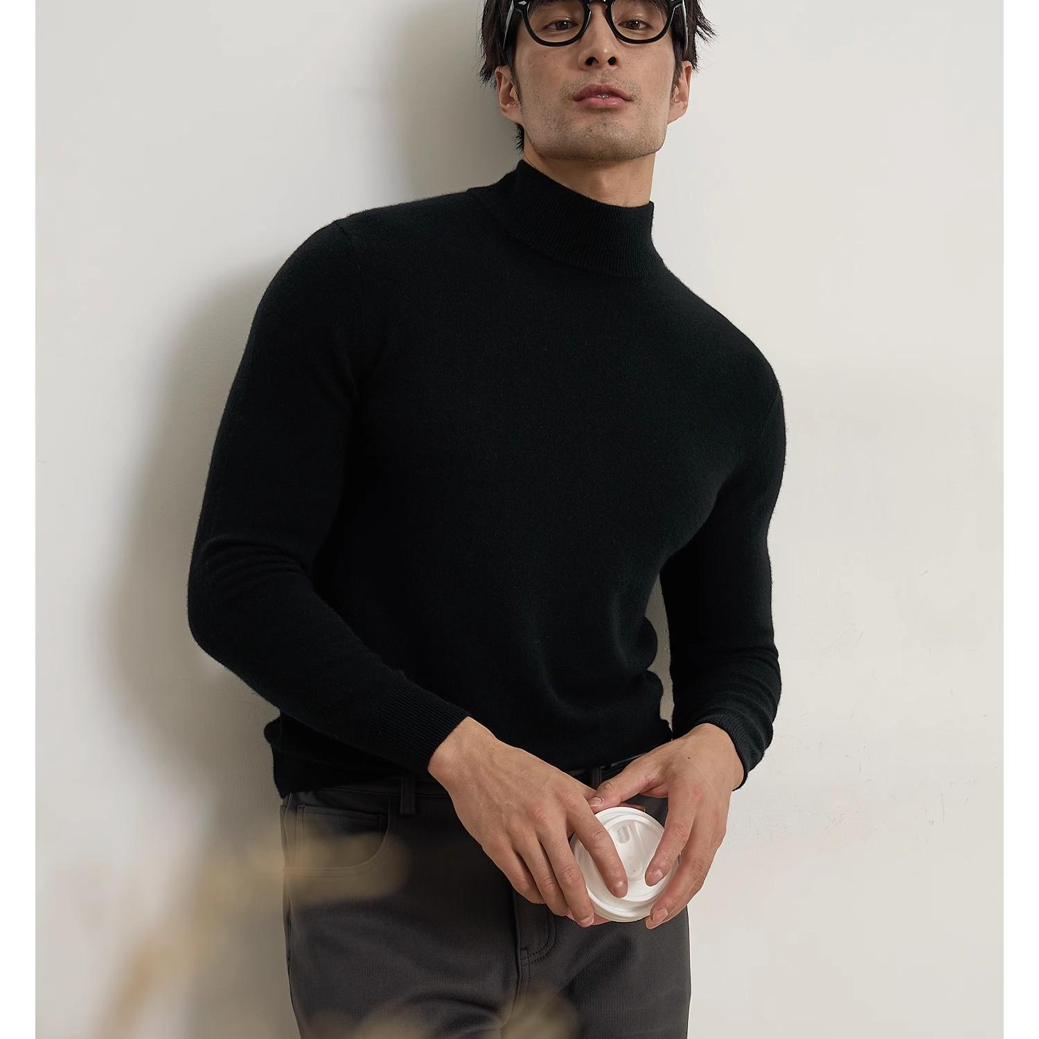 康赛妮A级纯山羊绒男士半高领