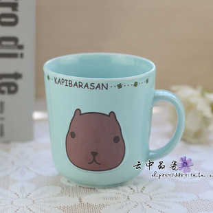 出口Kapibarasan大水杯浮雕马克杯釉下高温陶瓷奶杯水濑君早餐杯