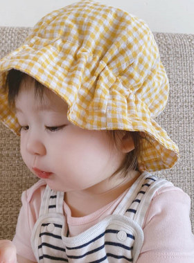婴儿遮阳帽渔夫帽防晒新品春夏棉