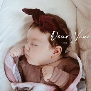 婴儿发带韩国宽蝴蝶结公主儿童金丝绒女宝宝0 12个月新生儿满月