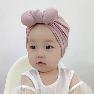 婴儿帽子胎帽新生婴幼儿公主可爱女宝宝无骨蝴蝶结帽春秋纯棉囟门
