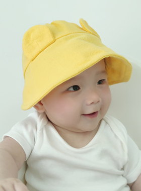 婴儿帽子夏季薄款纯棉女宝宝遮阳防晒帽儿童空顶帽婴童太阳帽大檐