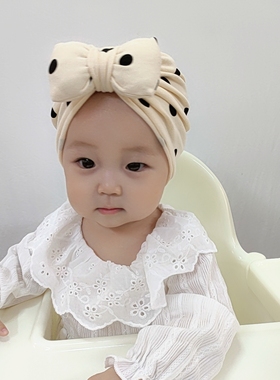 春秋季婴儿帽子婴幼儿胎帽新生女宝宝护囟门纯棉蝴蝶结印度帽冬季