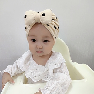 春秋季 婴儿帽子婴幼儿胎帽新生女宝宝护囟门纯棉蝴蝶结印度帽冬季