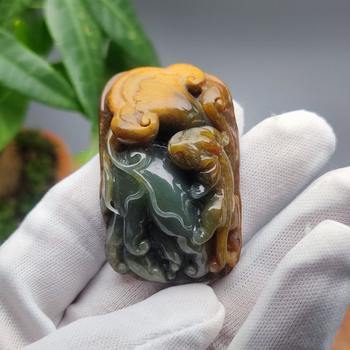 精品收藏析木河磨玉籽料貔貅如意佛手挂件坠玉坠吊坠东北籽料河磨