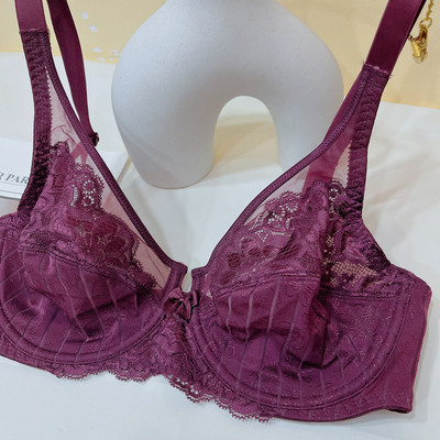全罩杯文胸超薄大码胸罩大胸显小钢圈大包裹CDE杯欧美薄款内衣女