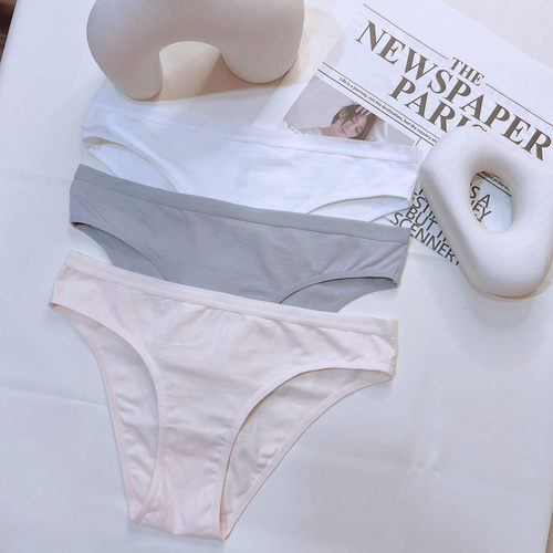 【亚星家】三件装纯棉内裤女夏季薄款欧美小包臀半包白色舒适运动