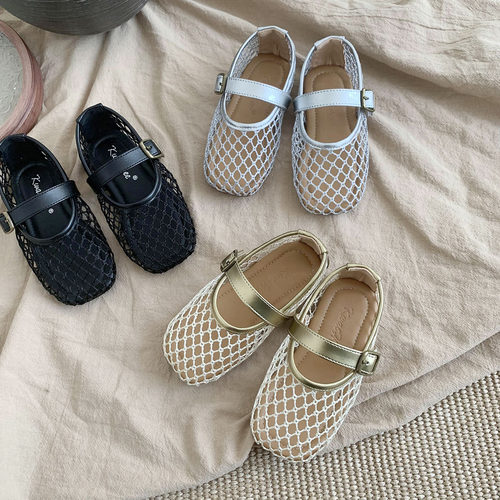 女童公主凉鞋网面缕空软底小皮鞋