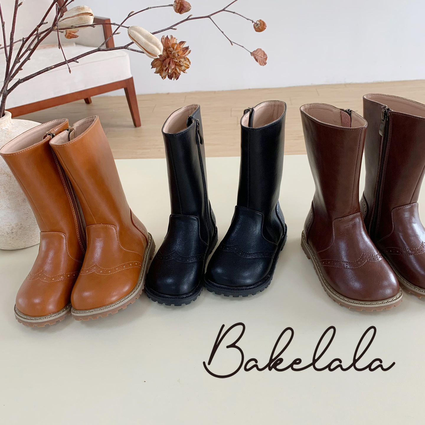 女童英伦风马丁靴复古长筒靴