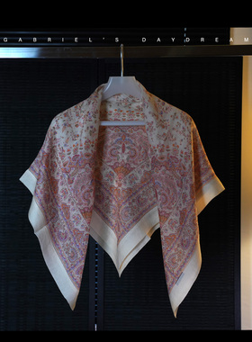 Gabriel's daydream 阿拉善白山羊绒 春夏法式花型款 山羊绒围巾2