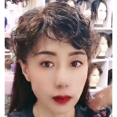 赵雅芝同款假发真头发刘海夹前额洋气超轻薄头顶卷发片真人发丝补