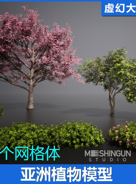 UE5.1+ Nanite Foliage Vol2 Asian 亚洲植物树木松树灌木梅花