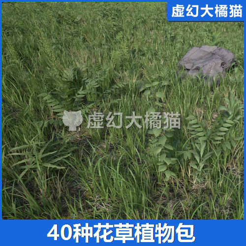 UE4.26-虚幻5.7 Plants Pack 40 种植物花朵草地模型道具野草石头