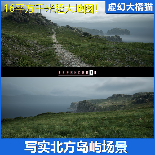 UE4虚幻5 Northern Island Pack 4x4 km 北欧海岛场景岩石崖植物