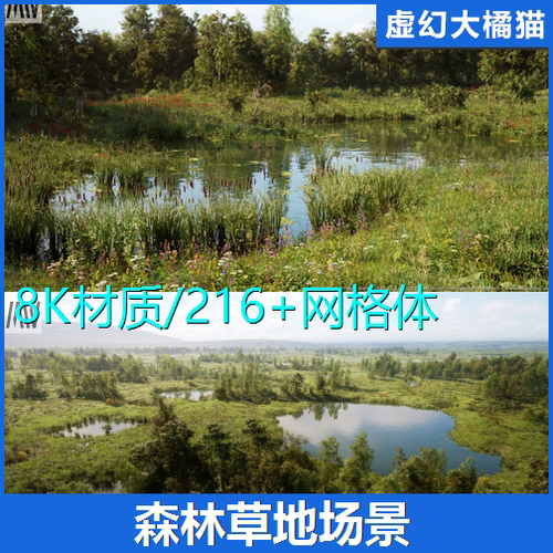 UE5 MW Meadow Forest Trees Biome草地森林场景野花树木落叶湖泊