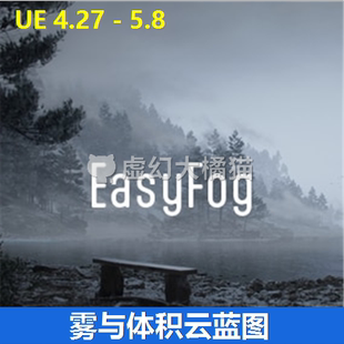 UE5虚幻4.27-5.8 EasyFog 简易环境雾和云蓝图工具 体积 山脉场景