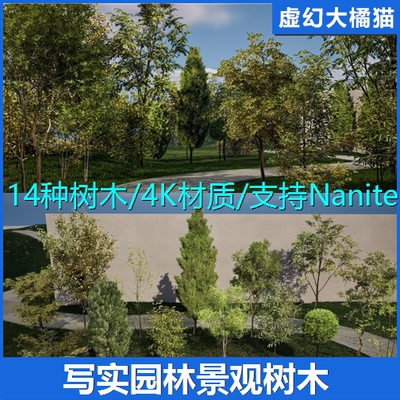UE5 Landscaping Small Trees 1 园林景观植物树木风景树银杏柏树