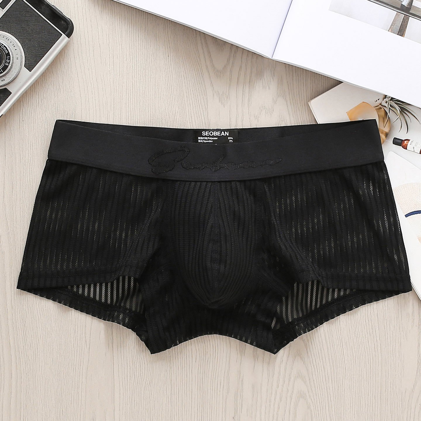 男士内裤网纱透明舒适平角