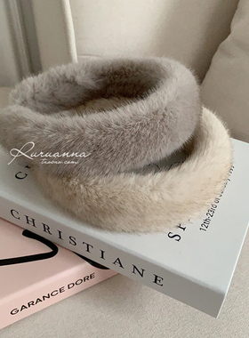 秋冬毛毛发箍氛围感贵气千金小姐气质仿水貂毛皮草长毛高颅顶头箍