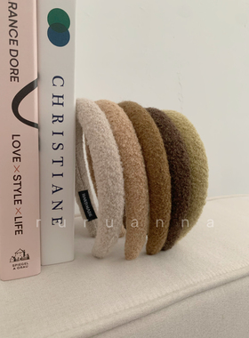 RuRu安娜韩国发饰秋冬复古小卷毛毛绒海绵发箍高颅顶压发头箍头饰