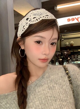 法式镂空编织蕾丝宽边发箍棉麻复古高级感森系头箍针织简约发捆女