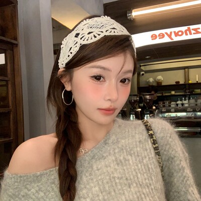 法式镂空编织蕾丝宽边发箍棉麻复古高级感森系头箍针织简约发捆女