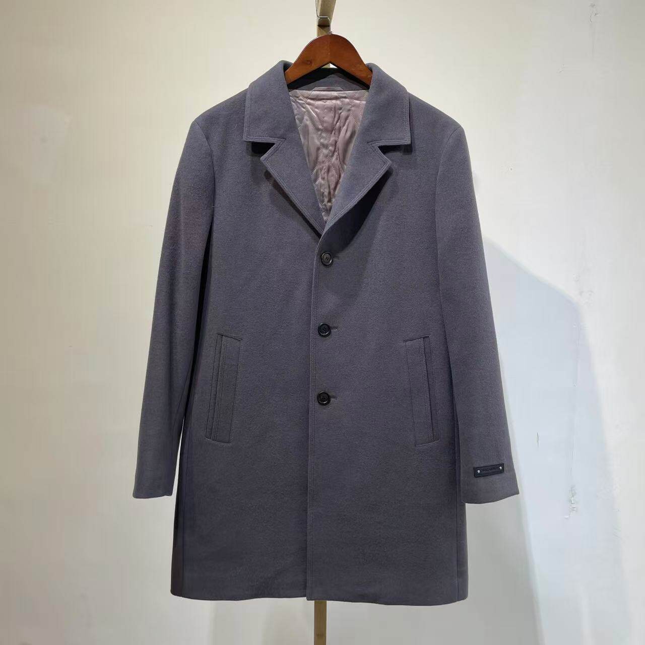 AW10   抱家男士秋冬夹薄棉呢子大衣西装领修身款毛呢中长款外套