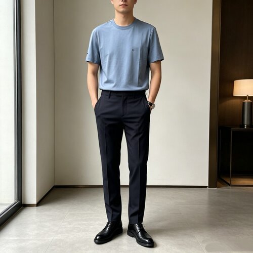 D101比家男士短袖T恤夏季圆领款休闲百搭上衣中青年上衣