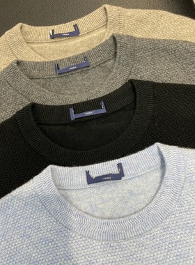 AM5 男士圆领套头羊绒 衫毛衣秋冬新款高端品牌商务休闲羊毛衫薄
