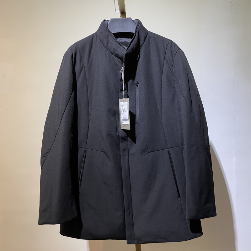 YR64冬季男士羽绒服外套中年商务中长羽绒服男休闲上衣立领外套