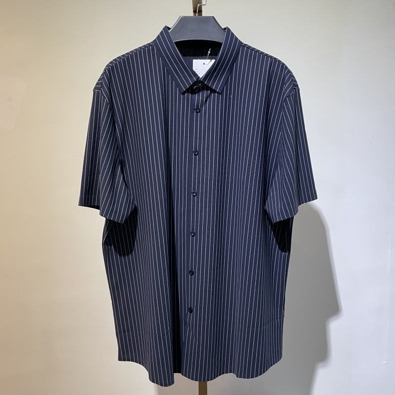 AD174 夏季男士短袖衬衫商务休闲条纹衬衣夏装冰丝坠感上衣 195码