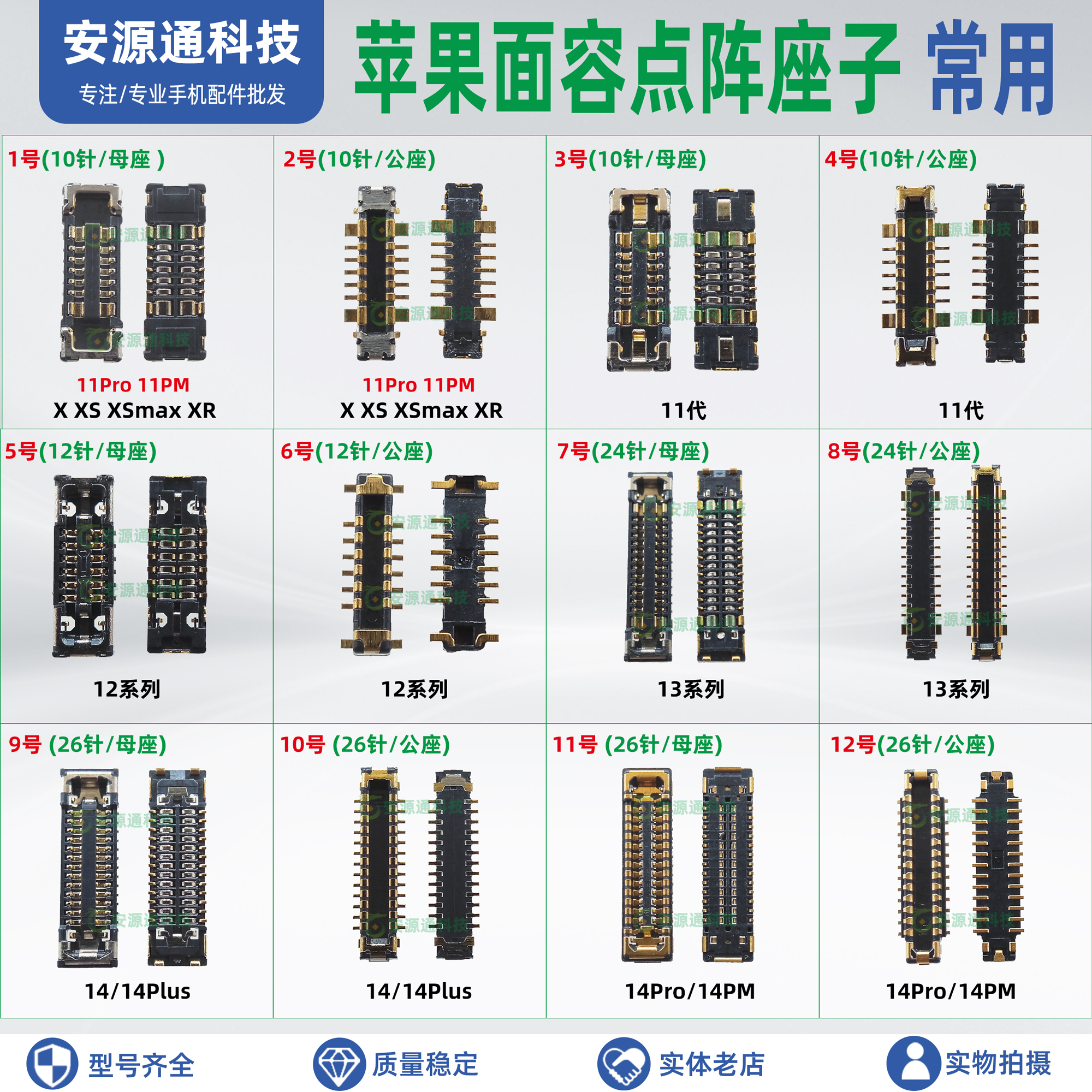 适用：苹果点阵排线座面容座子