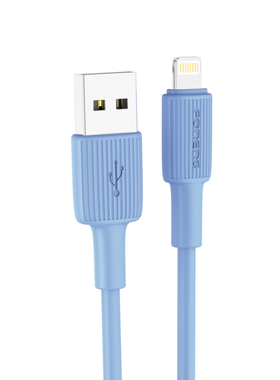 Foneng蜂能天蓝色2.4A快充苹果数据线高弹软Q耐折耐弯苹果充电线