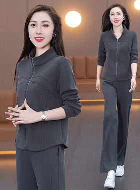 春季女立领拉链显瘦运动两件套