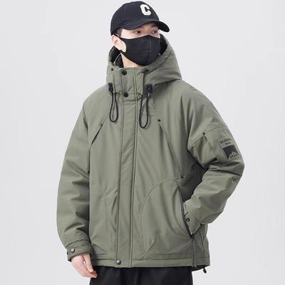 新款连帽冬季加厚羽绒服工装