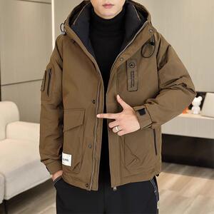 羽绒服男士冬季2024年新款加厚保暖青年冬装连帽帅气潮牌工装外套