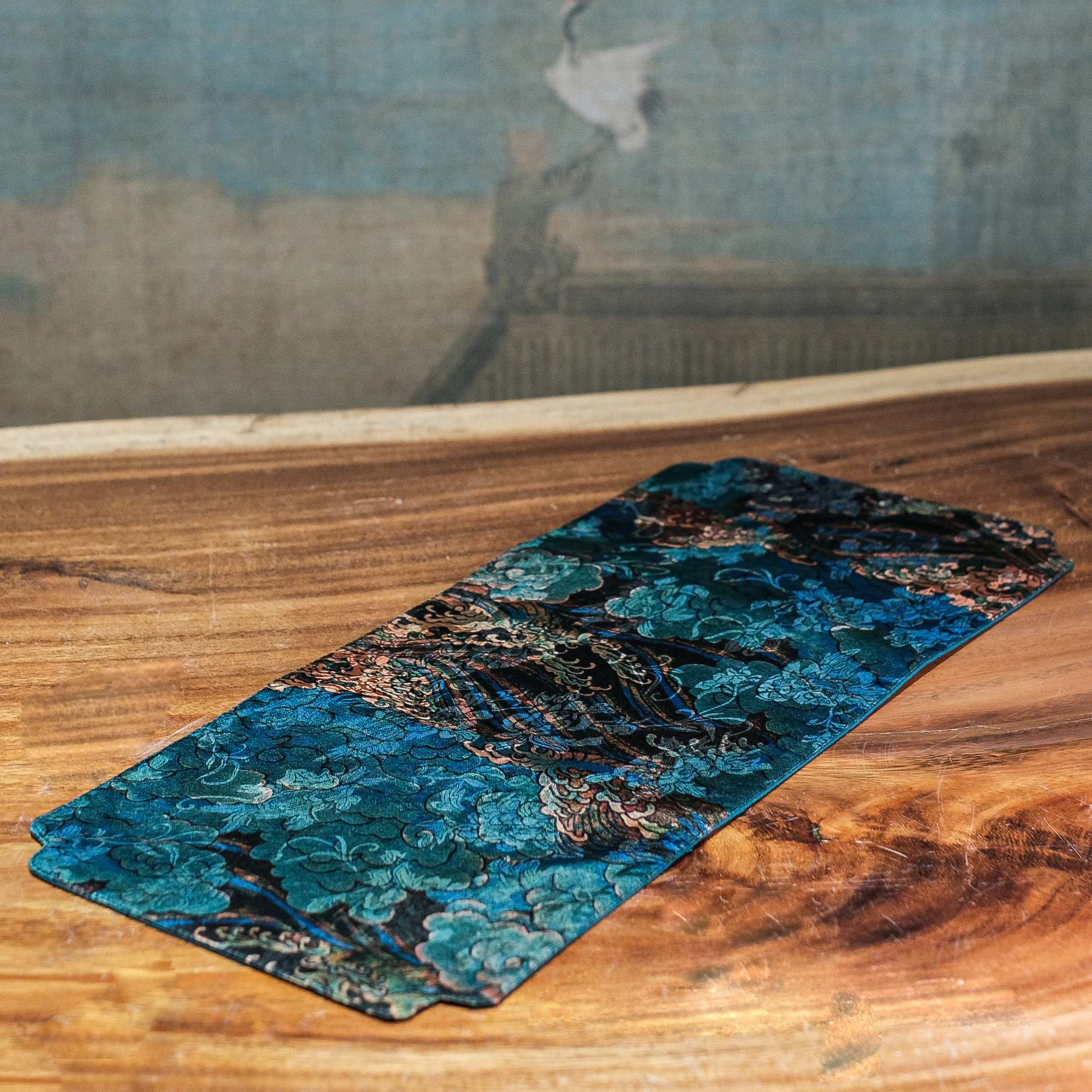 宋研 | 海浪祥云绸缎棉小茶席 仿宋点茶桌旗桌垫杯垫双层隔热垫