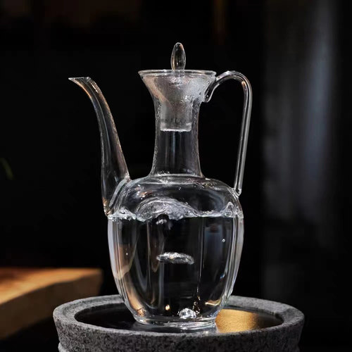 宋研 | 宋式点茶汤瓶水注 高硼硅耐热玻璃瓜棱执壶贵妃壶电陶炉用