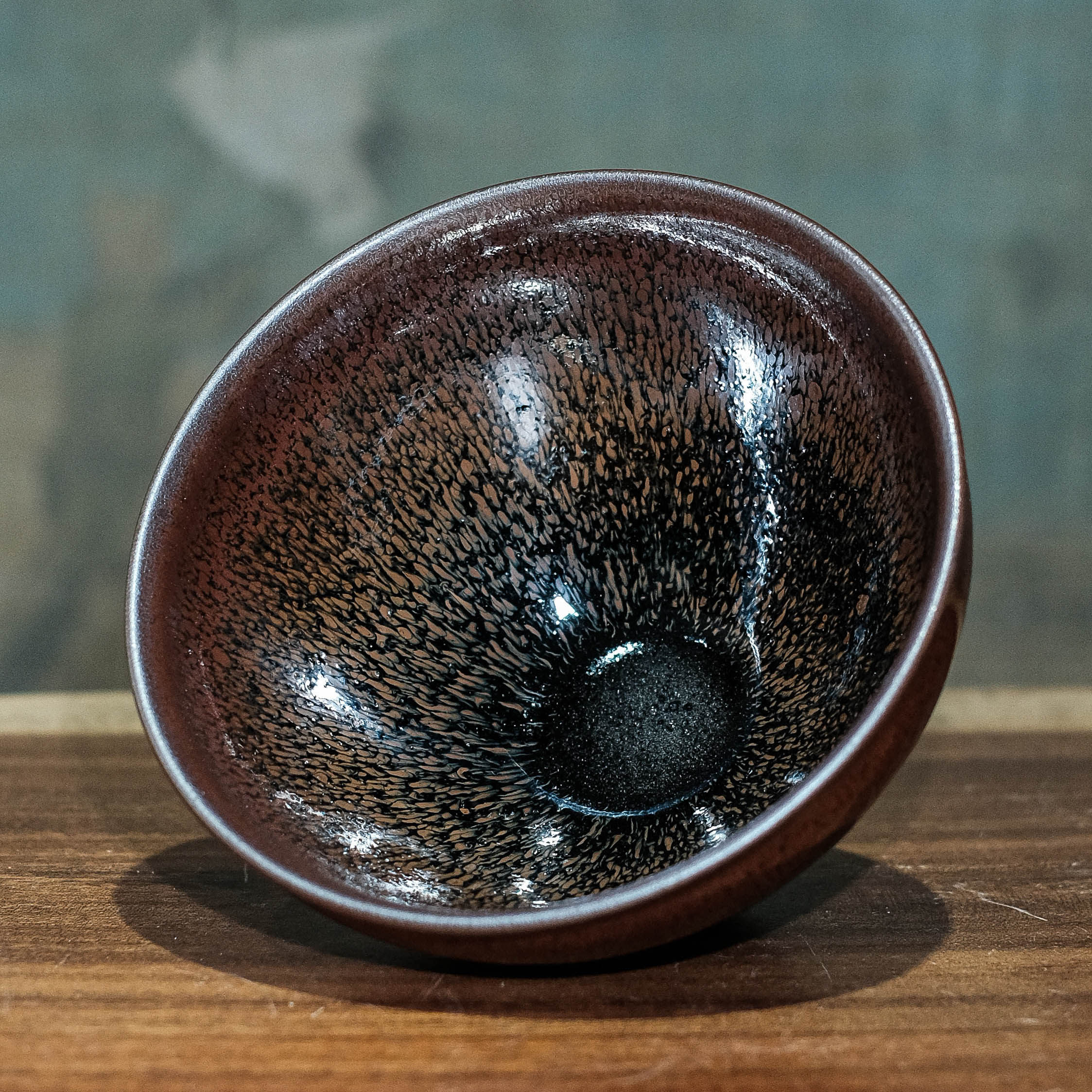 宋研 | 吴小明龙窑柴烧点茶盏 手工柴窑兔毫釉大束口建盏茶碗