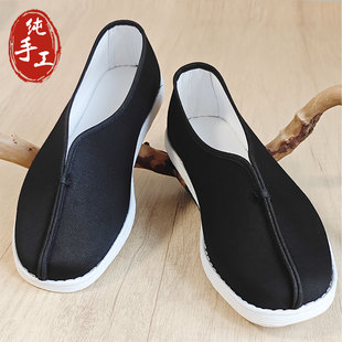 居士鞋 夏 男一腳蹬全棉中老年純手工老北京布鞋 禪修千層底布鞋