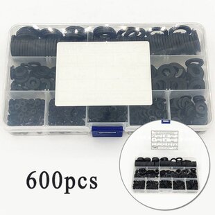 600Pcs M2 M2.5 M3 M4 M5 M6 M8 M10 M12 Black Plastic Nylon Fl