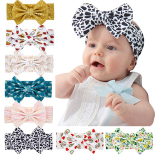 Baby Headband Flower Leopard Bow Knot Baby Printed Hairband